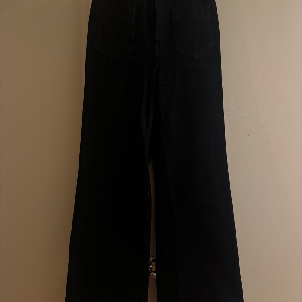 Sézane Dark Denim High-Waisted Wide-Leg Jeans